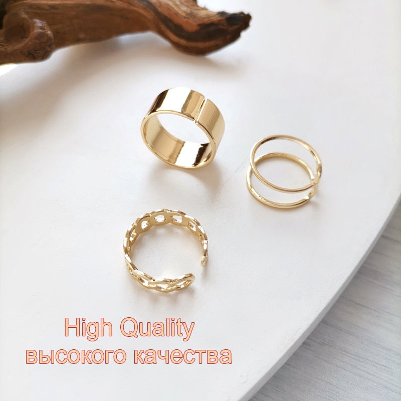 Romantic Jewelry Comely Gold Color Geometric Line Design Fashion Rings