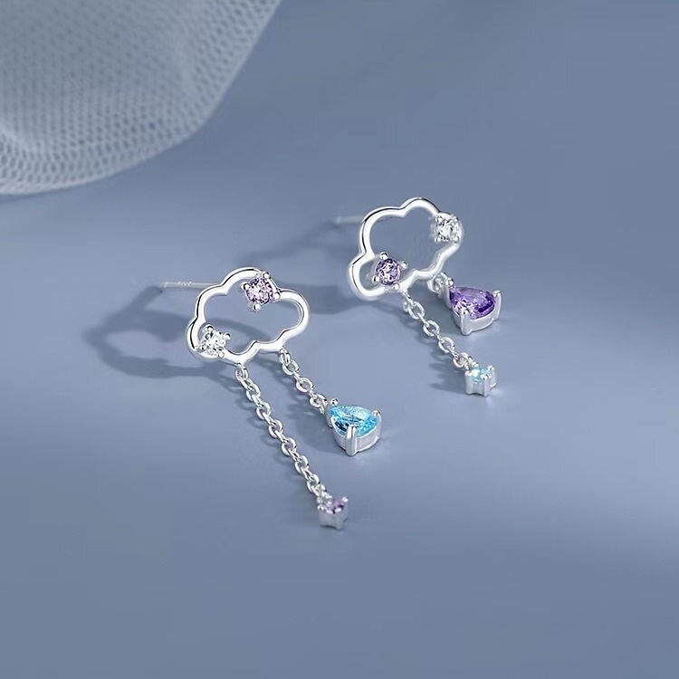 Sweet Jewelry Cloud Dangle Earrings For Women in Silver Color