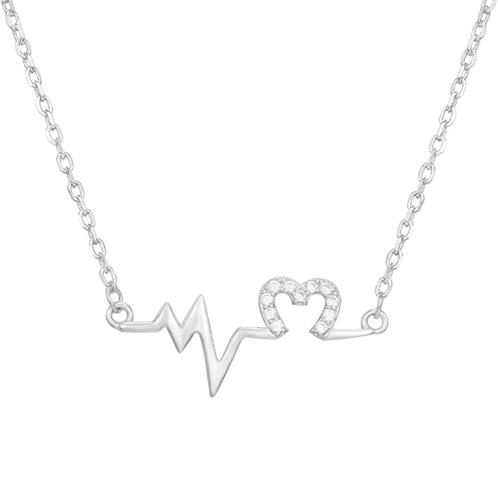 Fashion Jewelry Hollow Heart Beating Necklace for Women with Zircon in 925 Sterling Silver