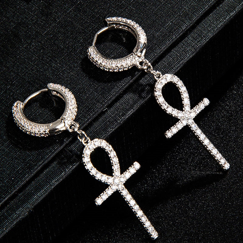 Fashion Jewelry Ankh Drop Earrings for Women in Gold Color and Silver Color