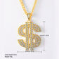 Hip Hop Jewelry Dollar Sign Pendant Necklace with Rhinestone in Gold Color