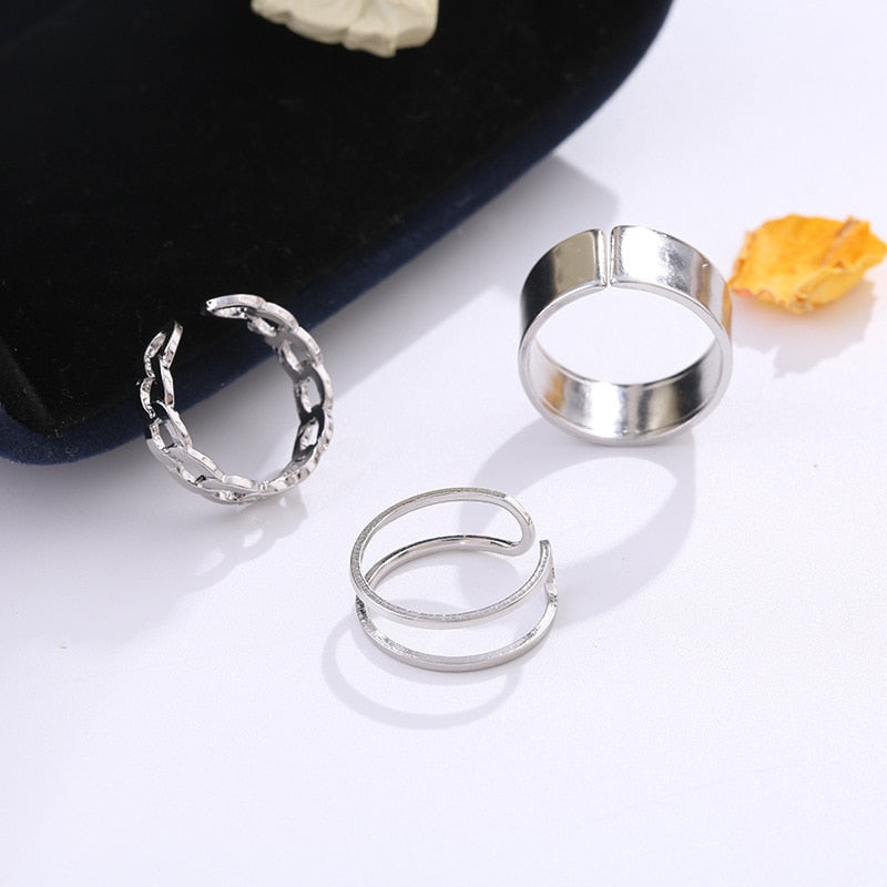 Romantic Jewelry Comely Gold Color Geometric Line Design Fashion Rings