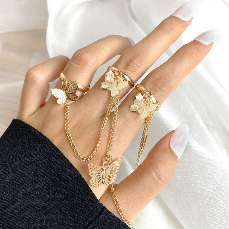 Romantic Jewelry Comely Gold Color Geometric Line Design Fashion Rings
