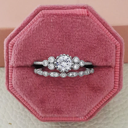 Romantic Jewelry 2Pcs/Set Green Princess Cut Cubic Zircon Couple Rings