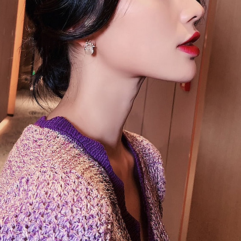 Sweet Jewelry Cat Moon Stud Earrings For Women in Gold Color