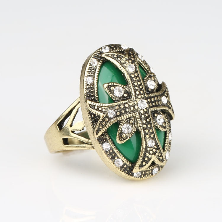 Vintage Jewelry Hot Cross Rings For Women with Crystal in Gold Color