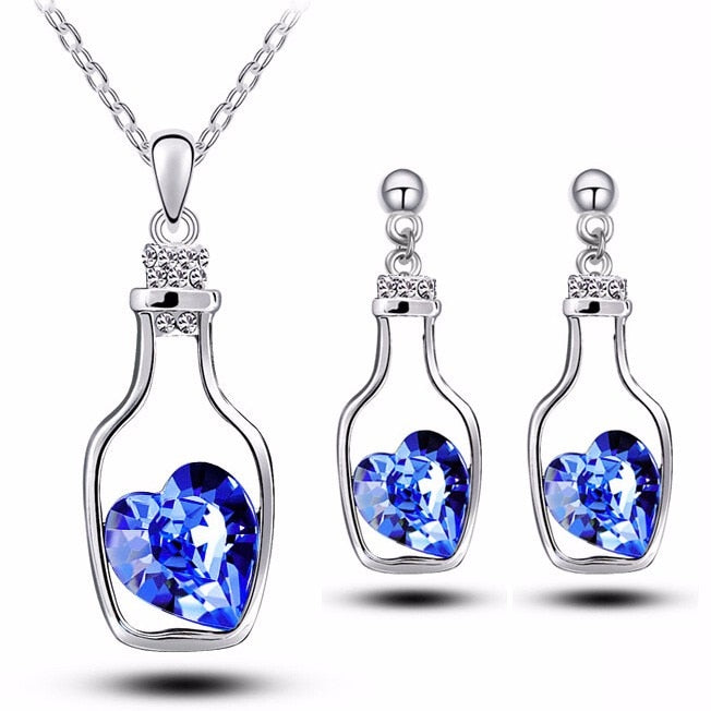 Fashion Jewelry Drift Bottle Crystal Jewelry Set for Women as Gift Costume Accessories