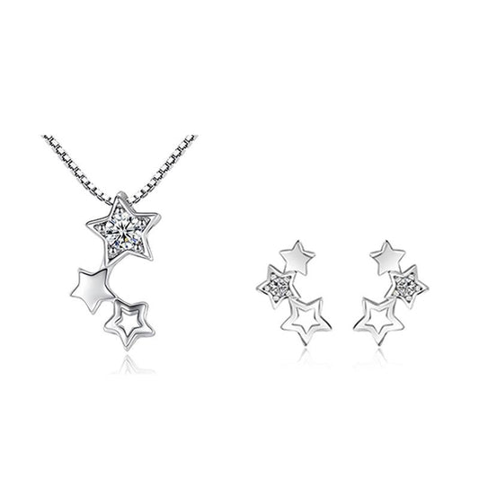 Fashion Jewelry 2pc Pentagram Jewelry Set for a Friend with Zircon in Gold Color