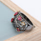 Vintage Jewelry Crystal Flower Rings for Women with Color Crystal in Black Color