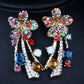 Wedding Jewelry Luxury Big Colorful Flower Crystal Jewelry Set for Bridal Statement Accessories