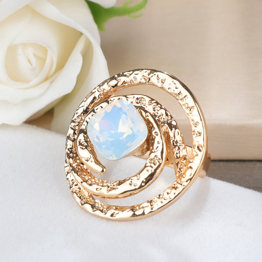 Vintage Jewelry Luxury Square Opal Rings For Women in Gold Color