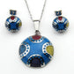 Stainless Steel Jewelry Half Ball Shape Blue Resin Jewelry Set for Women in Silver Color