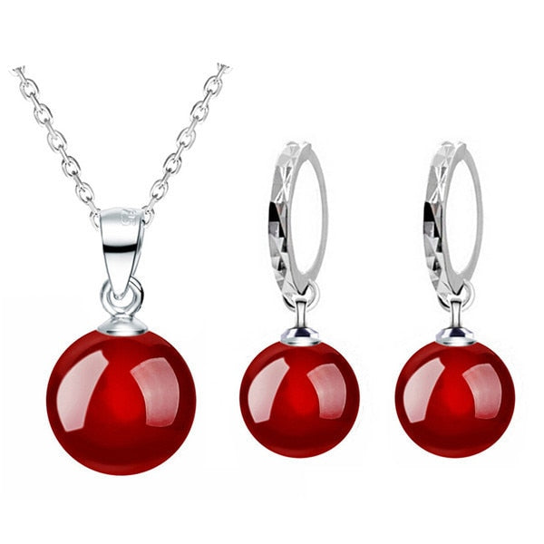Fashion Jewelry Simple Red Bead Natural Stone Jewelry Set for Bridal as Daily Accessories