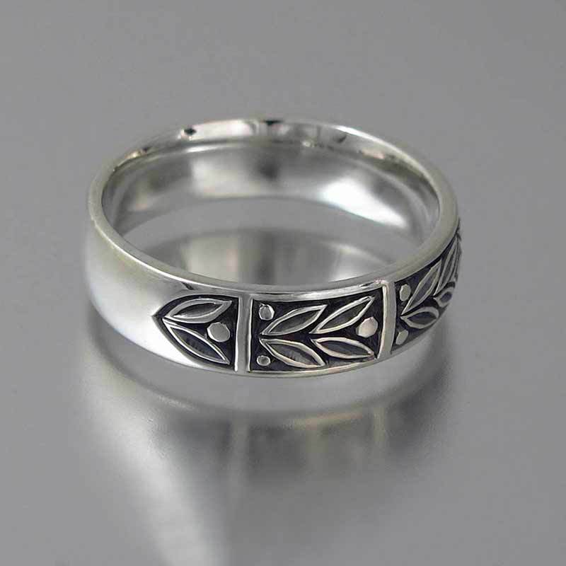 Vintage Jewelry Unisex Antique Silver Color Leaf Fashion Ring as Birthday Gifts