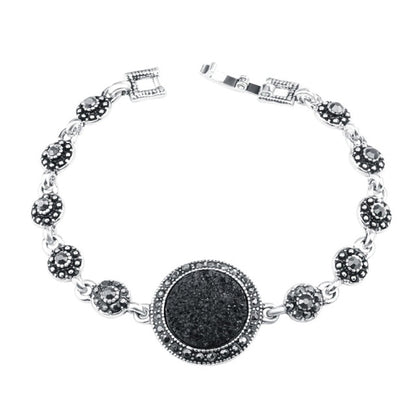Bohemia Jewelry 4pcs/Lot Black Broken Stone Jewelry Set for a Friend with Zircon in Silver Color