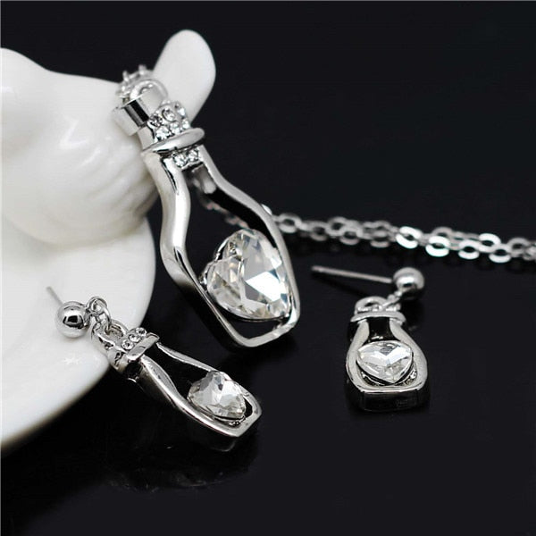 Fashion Jewelry Drift Bottle Crystal Jewelry Set for Women as Gift Costume Accessories