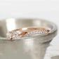 Romantic Jewelry Cute Rose Gold Leaf Cubic Zircon Wedding Band Ring for Women