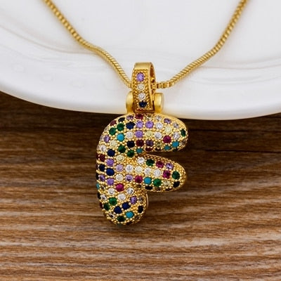 Fashion Luxury Initials Necklace with Initial A-Z Zirconia in Gold Color