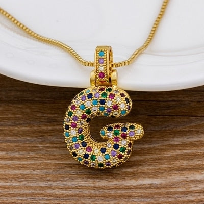 Fashion Luxury Initials Necklace with Initial A-Z Zirconia in Gold Color