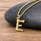 Metal Bamboo Necklace with Initial E for Women and Men in Gold Color