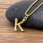 Metal Bamboo Necklace with Initial K for Women and Men in Gold Color