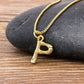 Metal Bamboo Necklace with Initial P for Women and Men in Gold Color