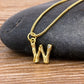 Metal Bamboo Necklace with Initial W for Women and Men in Gold Color
