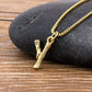 Metal Bamboo Necklace with Initial Y for Women and Men in Gold Color