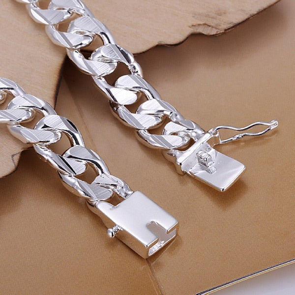Cuban Link Bracelet For Men And Women in N925 Sterling Silver Color