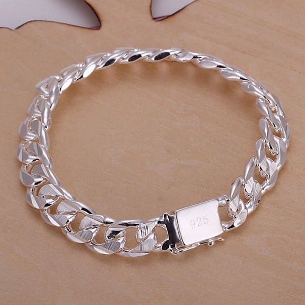 Cuban Link Bracelet For Men And Women in N925 Sterling Silver Color