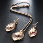 Turkish  Jewelry Pink Crystal Flower Jewelry Set for Women with Zircon in Gold Color