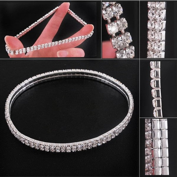 Wedding Jewelry 1/2/3/4/5 Rows Bling Wristband Bracelets for Women with Rhinestone