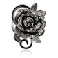 Victorian Jewelry Micro Pave Black Rose Cocktail Rings for Women with Zircon