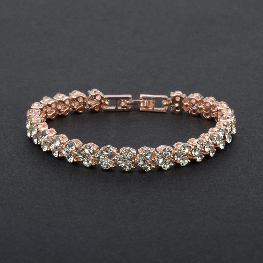 Exquisite Roman Crystal Bracelet For Women in Rose Gold Silver Color