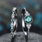 Romantic Jewelry 2Pcs/Set Green Princess Cut Cubic Zircon Couple Rings