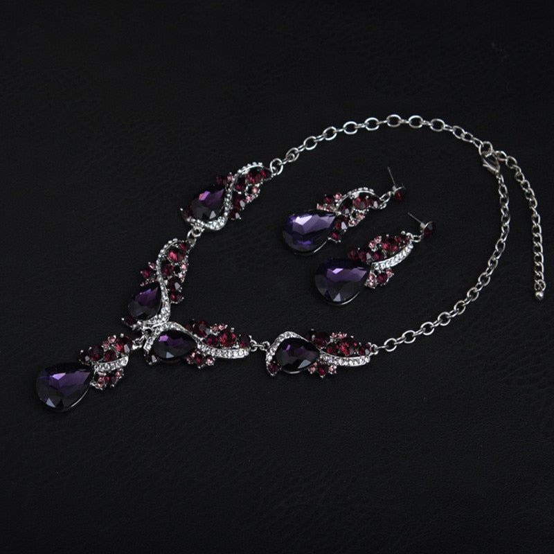 Wedding Jewelry Romantic Geometric Crystal Jewelry Set for Bridal Statement Accessories