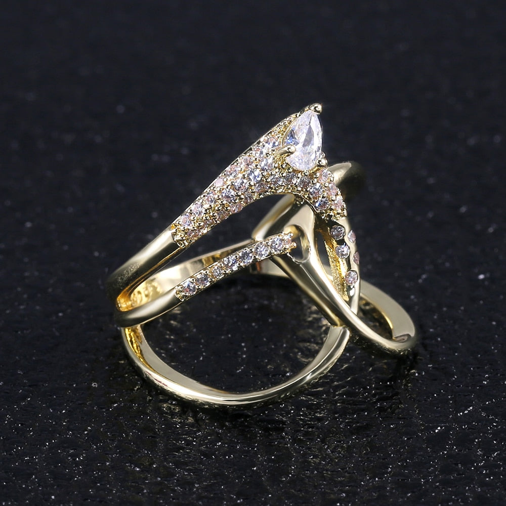 Trendy Jewelry Irregular Magical Witch Ring for Women with  Zircon in Gold Color