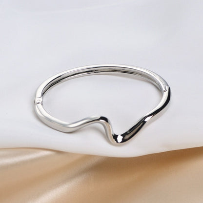 Geometric Irregular Ripple Cuff Bangle Bracelet for Women in Rose Gold Color