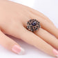 Vintage Jewelry Flower Rings For Women with Zircon in Gold Color