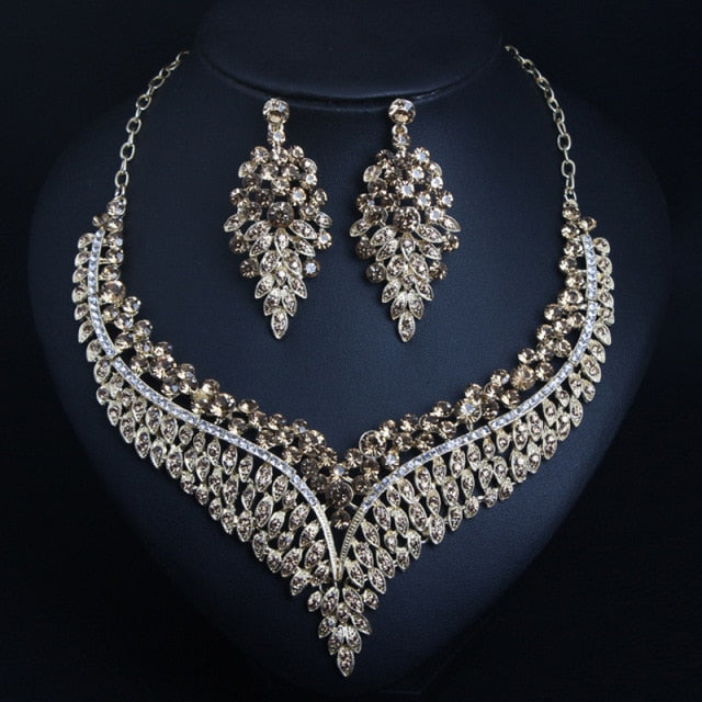 Wedding Jewelry Luxury Palace Colorful Crystal Jewelry Set for Bridal Statement Accessories