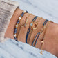 Boho Bracelets  For Women with Stone Beads and Metal Heart Round