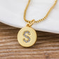 Charm Personal Pendant Necklace with Initial S Zircon in Gold Color