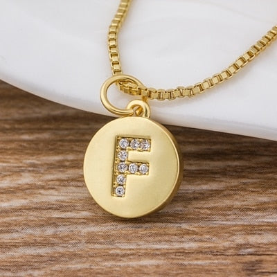 Charm Personal Pendant Necklace with Initial A-Z Zircon in Gold Color