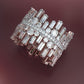 Trendy Jewelry Luxury Irregularity Pave Zircon Ring for Women  in Silver Color