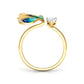 Fashion Jewelry Blue Wing Open Rings for Women with Crystal and Zircon in Gold Color