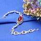 Boho Jewelry Red Stone Jewelry Set for Women with Zircon in Silver Color