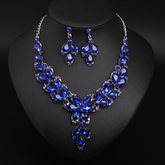Wedding Jewelry Classic Flower Crystal Jewelry Set for Bridal Statement Accessories