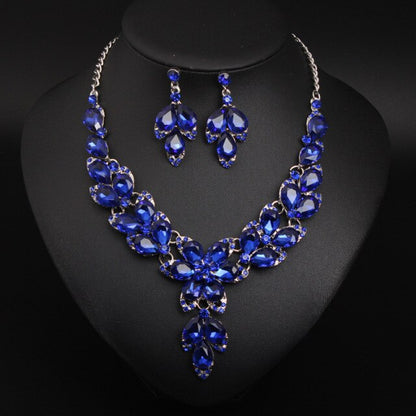 Wedding Jewelry Classic Flower Crystal Jewelry Set for Bridal Statement Accessories