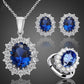 Wedding Jewelry Classic Blue Oval Cut Crystal Jewelry Set for Bridal