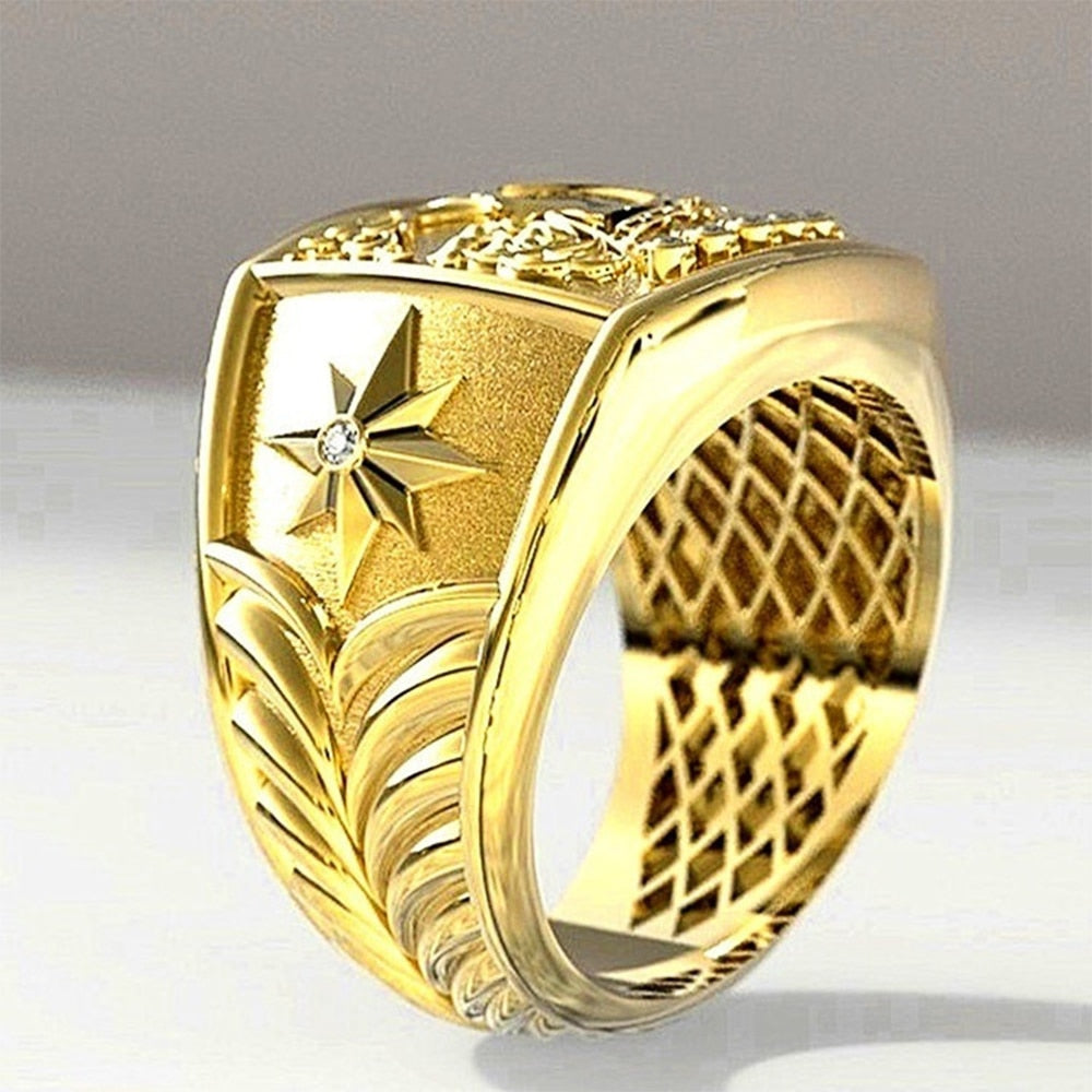 Trendy Jewelry Letter K Signet Rings for Men with Zircon in Gold Color